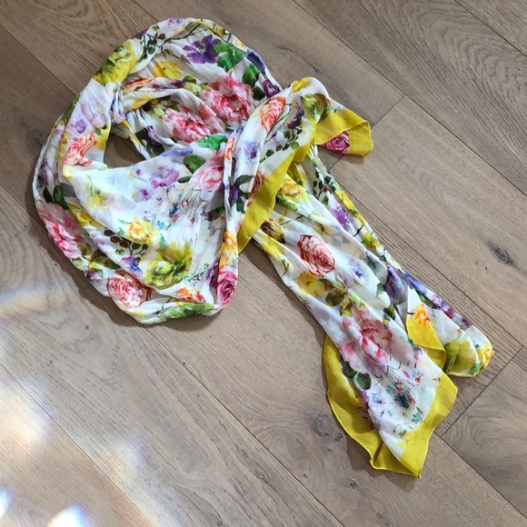 Indigo Floral Summer Scarf - Picture 1 of 3
